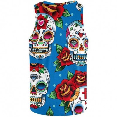 Undershirts Men's Muscle Gym Workout Training Sleeveless Tank Top Skulls and Roses - Multi9 - C819DLOGEWQ