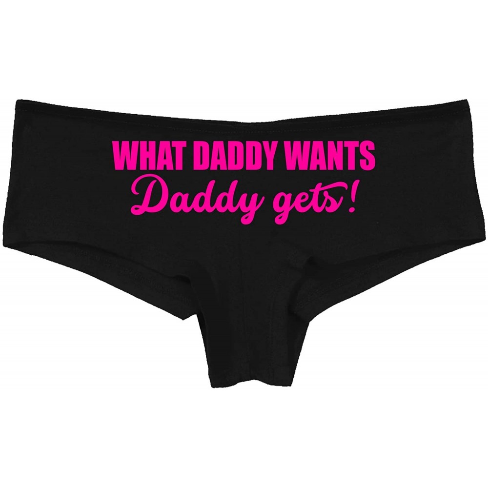 Panties What Daddy Wants Daddy Gets Everything Black Boyshort - Hot Pink - CY195GTHNEN