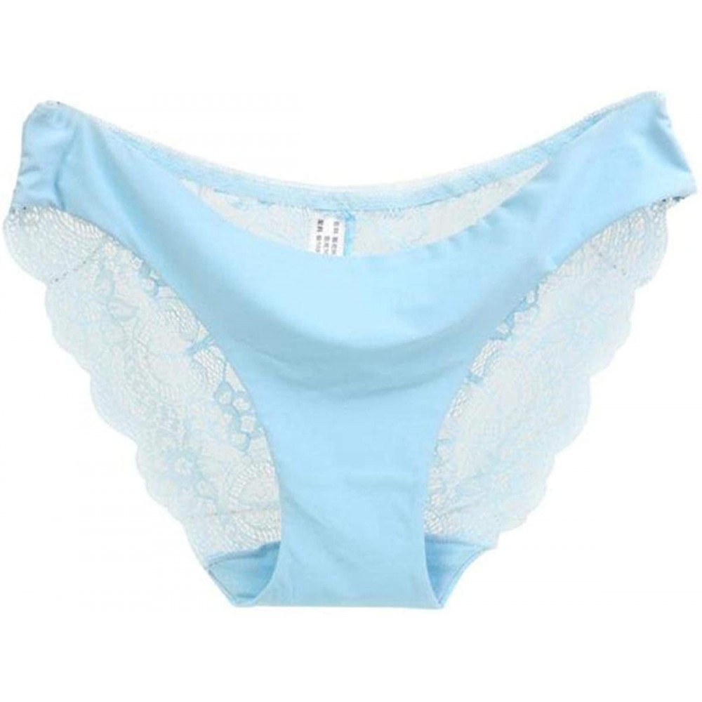 Tops Women lace Panties Seamless Cotton Panty Hollow Briefs Underwear - Blue - CH18U95C864