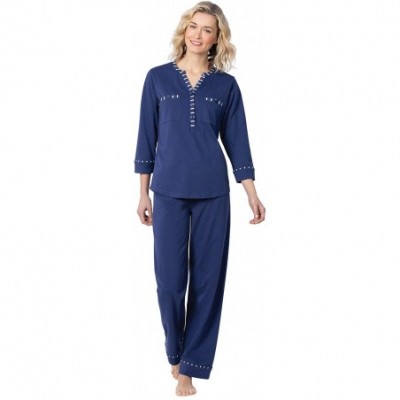 Sets Cotton Pajamas Women - Soft Womans Pajamas Sets - Navy - CB18O24695K