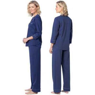 Sets Cotton Pajamas Women - Soft Womans Pajamas Sets - Navy - CB18O24695K