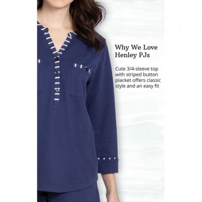 Sets Cotton Pajamas Women - Soft Womans Pajamas Sets - Navy - CB18O24695K