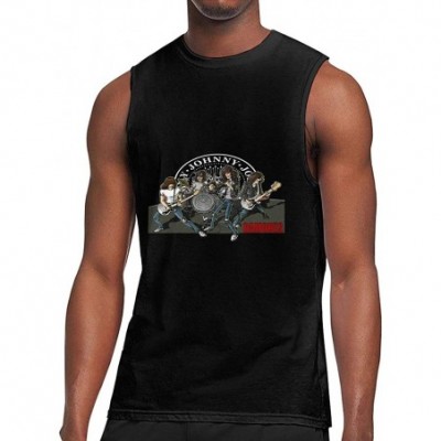 Undershirts Men's Black Summer Round Neck Sleeveless T-Shirt-Ramones Cotton Tank Tops for Gym - Ramones23 - C5190XCS382