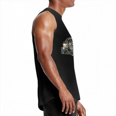 Undershirts Men's Black Summer Round Neck Sleeveless T-Shirt-Ramones Cotton Tank Tops for Gym - Ramones23 - C5190XCS382