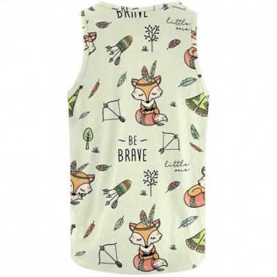 Undershirts Men's Muscle Gym Workout Training Sleeveless Tank Top Fox Bear Woodland Dark - Multi2 - CT19COCHNIN