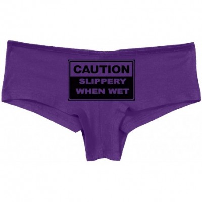 Panties Caution Slippery When Wet Funny Flirty Sexy Pink Underwear - Black - C118SQI3T3I