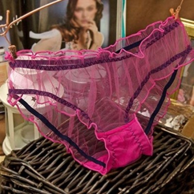 Panties Sexy Women Ruffled See Through Transparent Mesh Low Waist Panties Sex Briefs Knicker Underwear - Sapphire Blue - CV19...