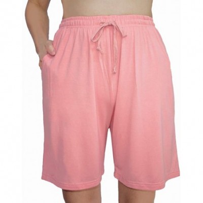 Bottoms Womens Modal Pajama Shorts Bamboo Sleep Shorts Pajama Pants with Drawstring & Pockets - Pink - CE18QX8W48L