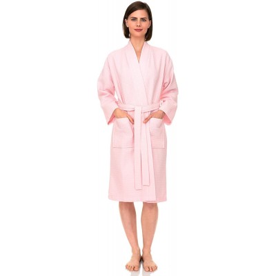 Robes Women's Robe- Kimono Waffle Spa Bathrobe - Blushing Bride - CI12MXYN7UZ