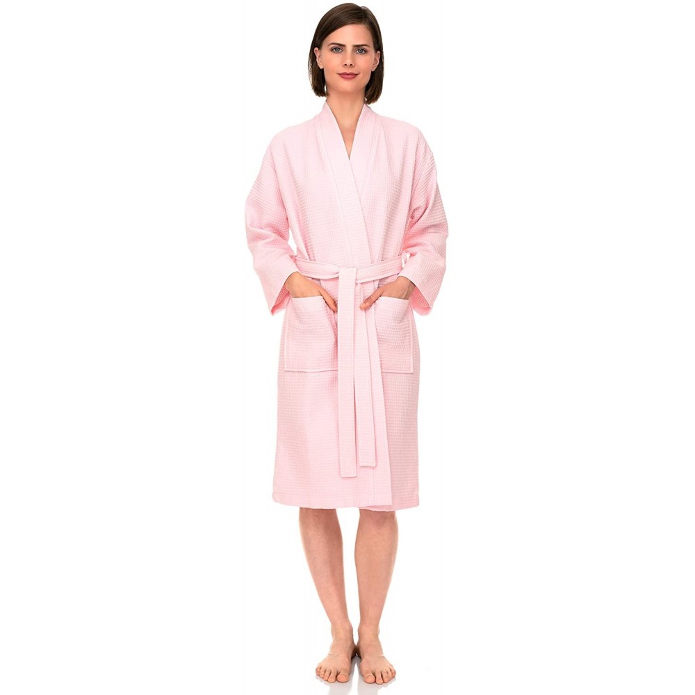 Robes Women's Robe- Kimono Waffle Spa Bathrobe - Blushing Bride - CI12MXYN7UZ