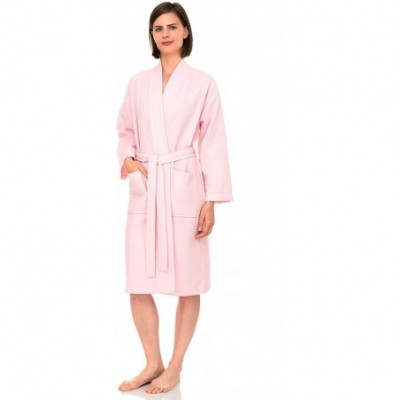 Robes Women's Robe- Kimono Waffle Spa Bathrobe - Blushing Bride - CI12MXYN7UZ