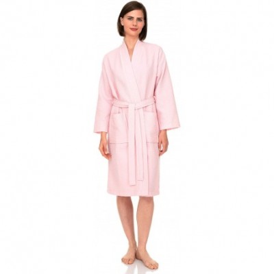 Robes Women's Robe- Kimono Waffle Spa Bathrobe - Blushing Bride - CI12MXYN7UZ