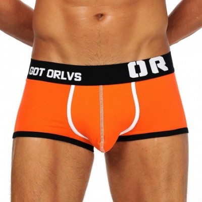 Boxer Briefs Men's Cotton Boxer Briefs with No Fly - Orange - CB1932C576Z