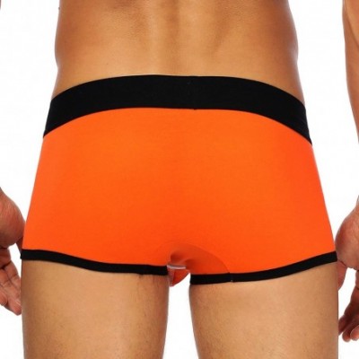 Boxer Briefs Men's Cotton Boxer Briefs with No Fly - Orange - CB1932C576Z