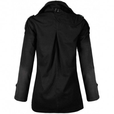 Thermal Underwear Women Faux Woolen Coat Solid Color Cardigan Button Loose Pocket Jacket - Black - CV18ZUMGWG9