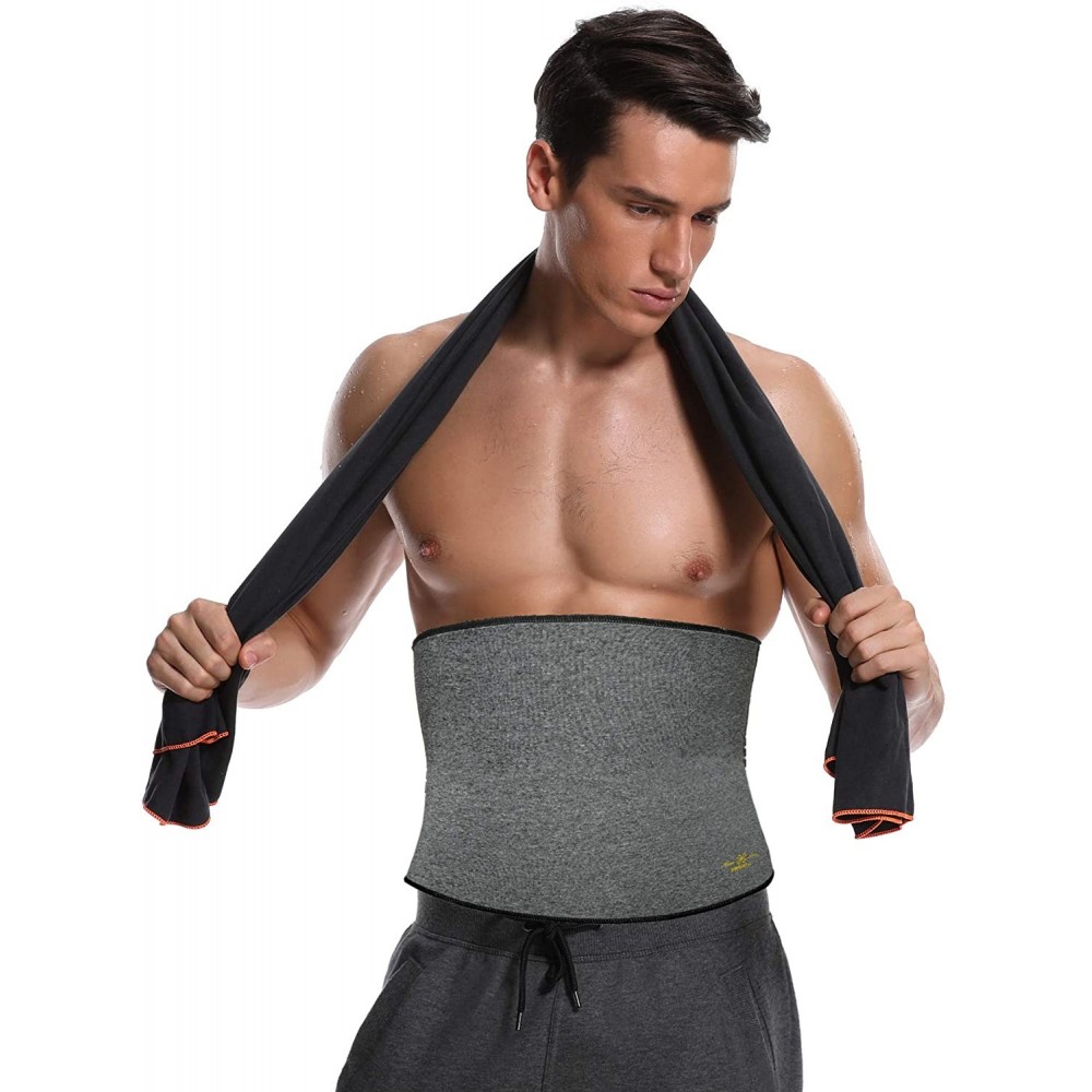 Shapewear Men's Waist Trainer Corset for Weight Loss Neoprene Waist Trimmer Shapewear - Gray - CY18GYQW4IH