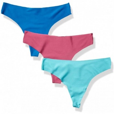 Panties Women's Modal Clean Cut Thong Underwear- 3 Pack - Turkish Sea Blue/Magenta Haze /Baltic Blue - CZ187CWM0K0