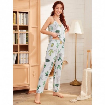 Sets Women's Sleepwear Cute Print Pajama Set Short Sleeves Top and Pants with Eye Mask - White - C2199RUXDL4