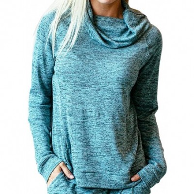 Tops Carefree Threads Womens Loungewear Top with Pocket and Cowl Neck - Mint - C3180TXXASR