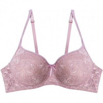 Bras Womens Push Up Underwire Plus-Size Comfort Lace Bra - Pink - CK1988C2DA0