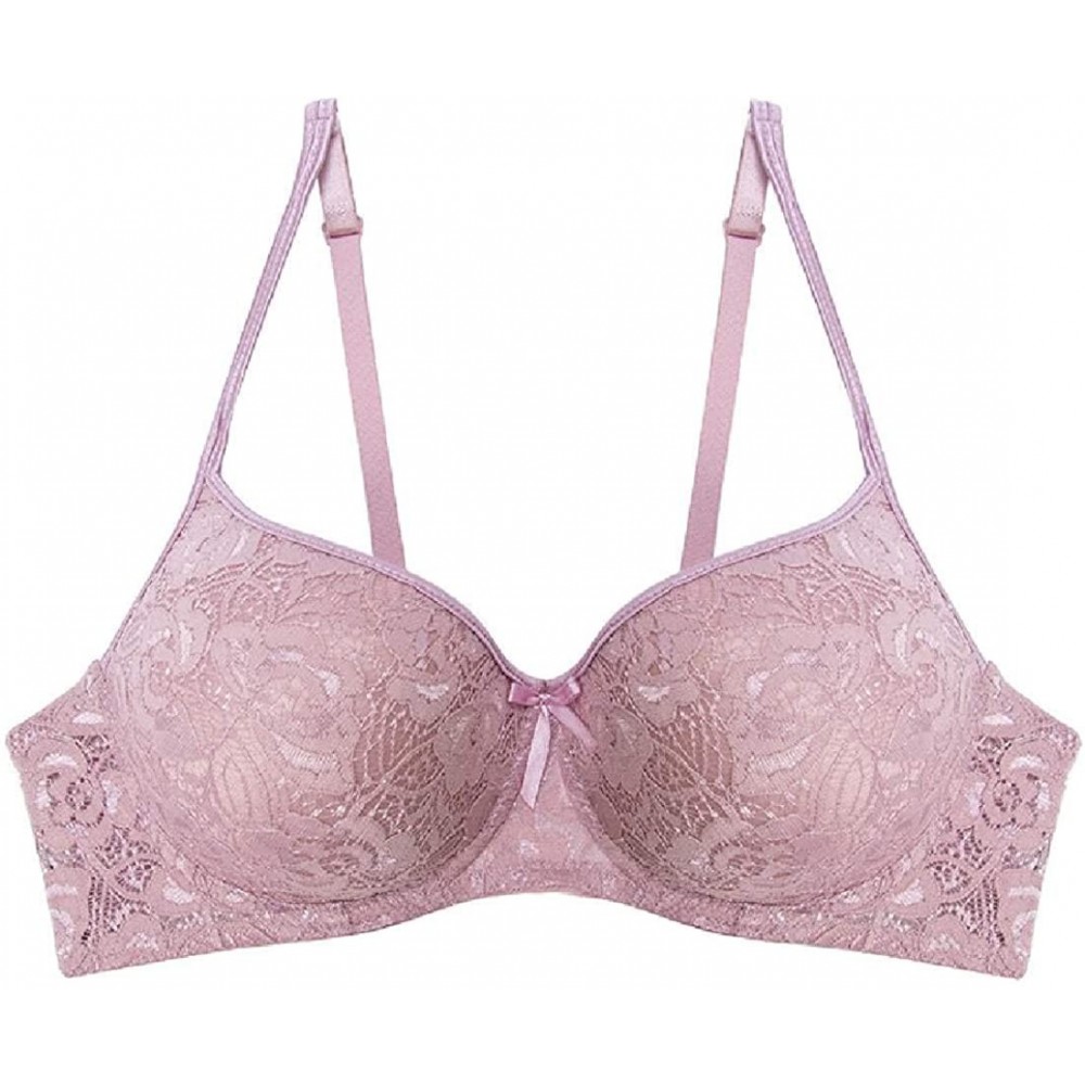 Bras Womens Push Up Underwire Plus-Size Comfort Lace Bra - Pink - CK1988C2DA0