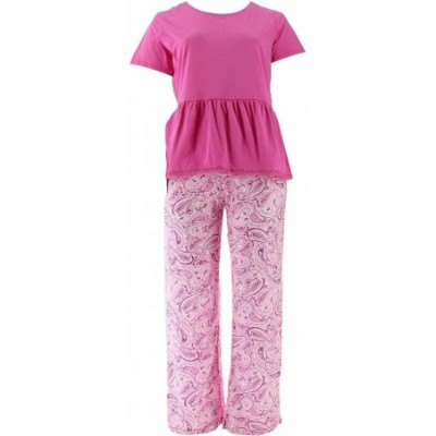 Sets Jersey Water Paisley Ruffled PJ Set A302171 - Pink - CD18LT358S6