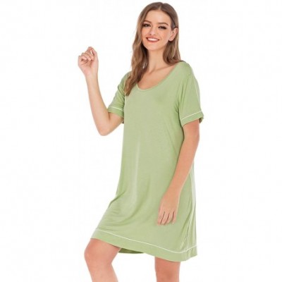 Nightgowns & Sleepshirts Women's Short Sleeve Scoop Neck Bamboo Sleep Shirt - Green - CC18W6E2CMY