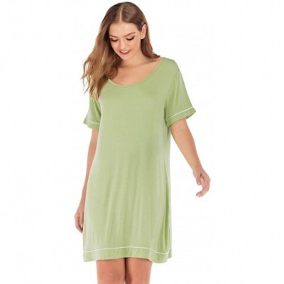 Nightgowns & Sleepshirts Women's Short Sleeve Scoop Neck Bamboo Sleep Shirt - Green - CC18W6E2CMY