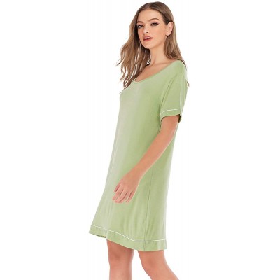 Nightgowns & Sleepshirts Women's Short Sleeve Scoop Neck Bamboo Sleep Shirt - Green - CC18W6E2CMY