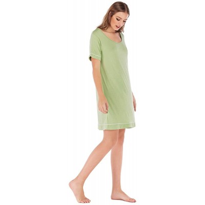 Nightgowns & Sleepshirts Women's Short Sleeve Scoop Neck Bamboo Sleep Shirt - Green - CC18W6E2CMY