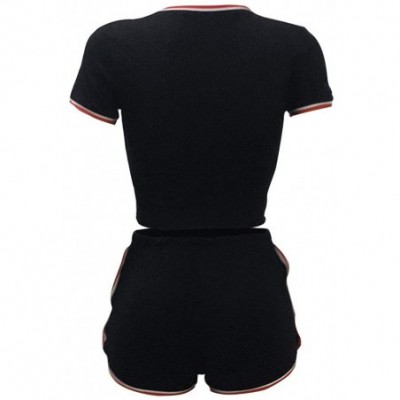 Sets Womens 2 Piece Shorts Set - Sexy Outfits Crop Top and Shorts Tracksuit Sportswears - Black - CE1987AAHIZ