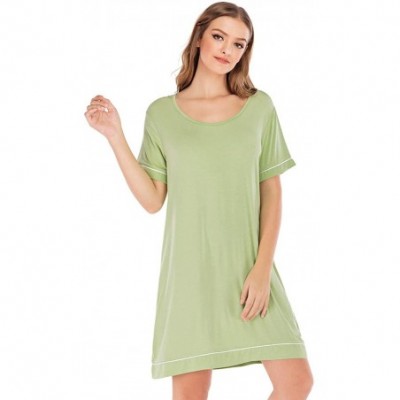 Nightgowns & Sleepshirts Women's Short Sleeve Scoop Neck Bamboo Sleep Shirt - Green - CC18W6E2CMY