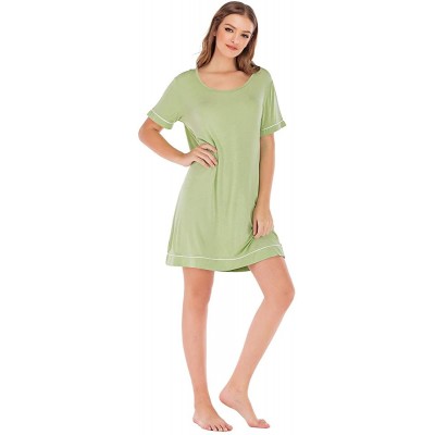 Nightgowns & Sleepshirts Women's Short Sleeve Scoop Neck Bamboo Sleep Shirt - Green - CC18W6E2CMY