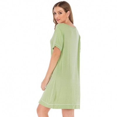 Nightgowns & Sleepshirts Women's Short Sleeve Scoop Neck Bamboo Sleep Shirt - Green - CC18W6E2CMY