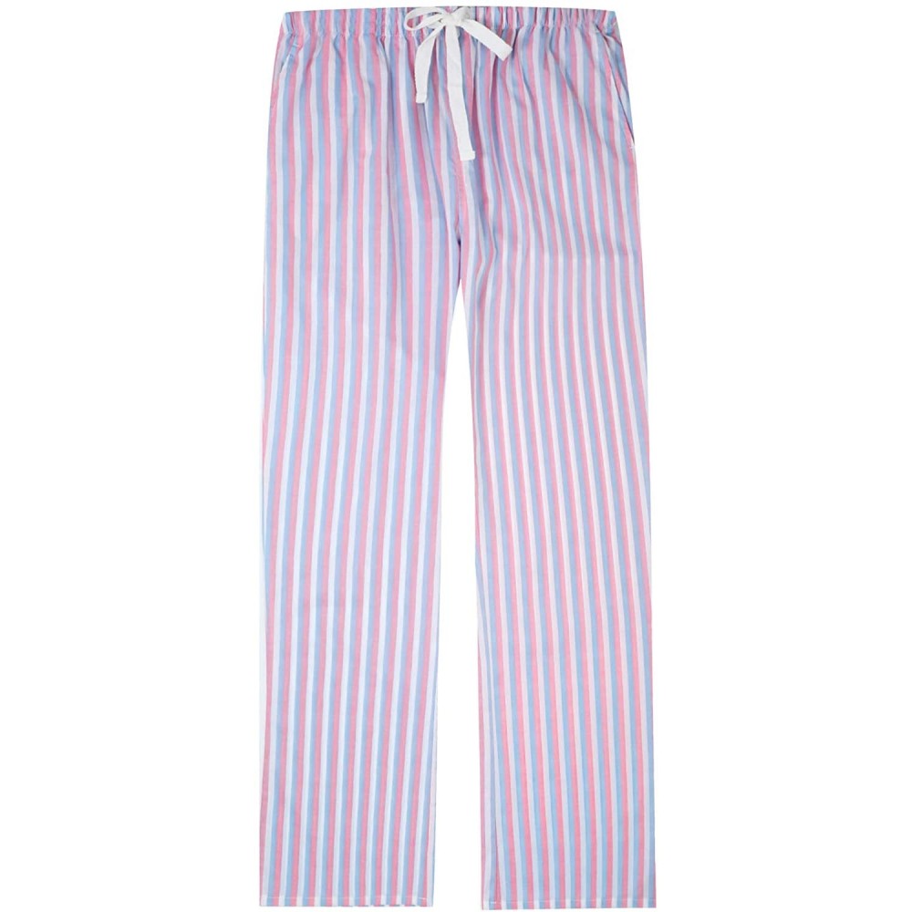 Bottoms Pajama Pants for Women - 100% Cotton Lounge Pants Women PJ Pants - Stripes Pink-blue-white - CX190L5R6DW