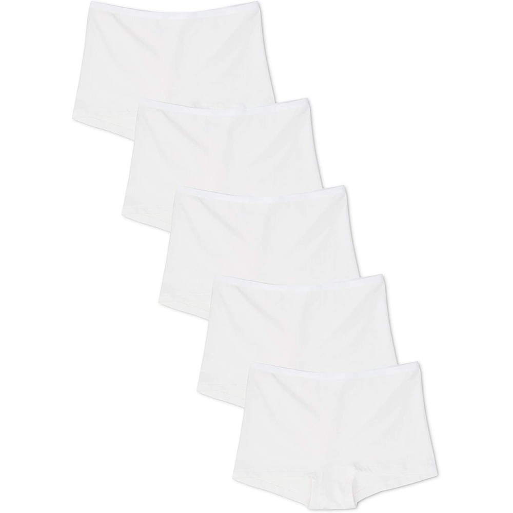 Panties Women's Cotton Boy Shorts- Pack of 5 - White - C218ZTKO3LW