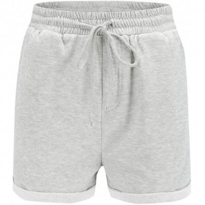 Bottoms Women's Summer Shorts Sleep Shorts Stretchy Drawstring Bottoms Lounge Sports Short - Grey - CQ19CUSLHXH