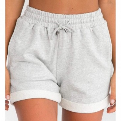 Bottoms Women's Summer Shorts Sleep Shorts Stretchy Drawstring Bottoms Lounge Sports Short - Grey - CQ19CUSLHXH