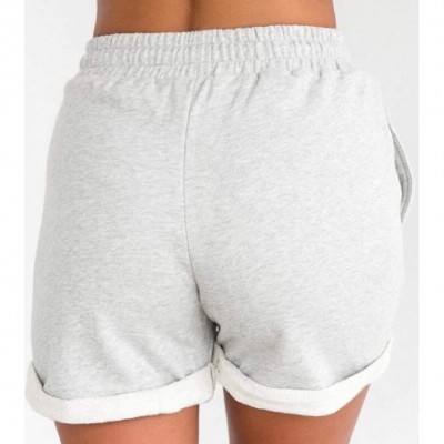 Bottoms Women's Summer Shorts Sleep Shorts Stretchy Drawstring Bottoms Lounge Sports Short - Grey - CQ19CUSLHXH