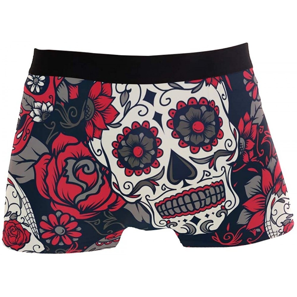 Boxer Briefs Fashion USA Statue of Liberty Men's Underwear Boxer Briefs Breathable- Multi - Halloween Sugar Skull - CL18ZGCDTD5