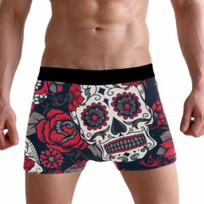 Boxer Briefs Fashion USA Statue of Liberty Men's Underwear Boxer Briefs Breathable- Multi - Halloween Sugar Skull - CL18ZGCDTD5