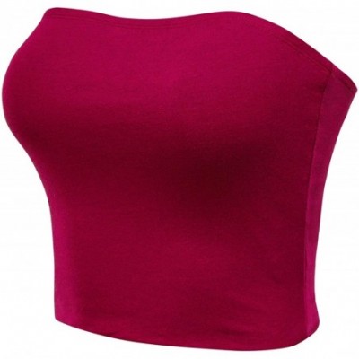 Camisoles & Tanks Women's Strapless Bandeau Double Layered Basic Casual Tube Top - Rubyburg - C519DSALMKT