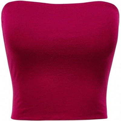 Camisoles & Tanks Women's Strapless Bandeau Double Layered Basic Casual Tube Top - Rubyburg - C519DSALMKT