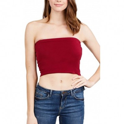 Camisoles & Tanks Women's Strapless Bandeau Double Layered Basic Casual Tube Top - Rubyburg - C519DSALMKT