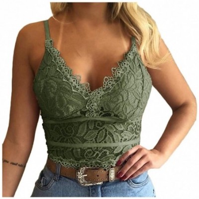 Camisoles & Tanks Women Tank Tops Sexy Strappy V-Neck Lace Crop Tops Wireless Bra Lingerie Sexy V-Neck Underwear Camisole Min...