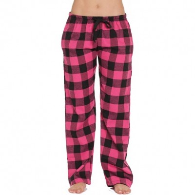 Bottoms Buffalo Plaid Flannel Pajama Pants for Women with Pockets - Fuchsia - Buffalo Plaid - CJ18Q23XZNH