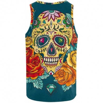 Undershirts Men's Muscle Gym Workout Training Sleeveless Tank Top Skull Art - Multi10 - CA19DLQZUH5