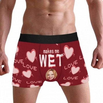 Briefs Custom Funny Face Boxers Briefs for Men Boyfriend- Customized Underwear with Picture Love Heart Makes Me Wet All Gray ...