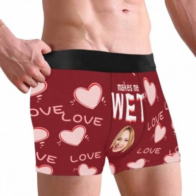 Briefs Custom Funny Face Boxers Briefs for Men Boyfriend- Customized Underwear with Picture Love Heart Makes Me Wet All Gray ...