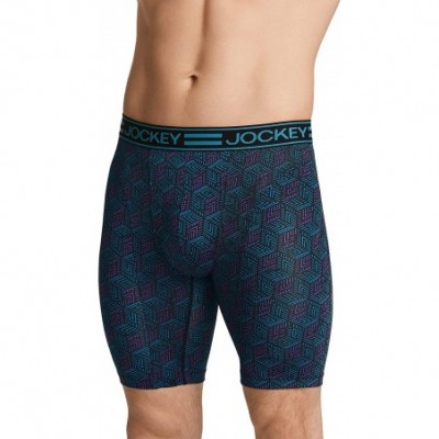 Boxer Briefs Men's Underwear Sport Cooling Mesh Performance Midway Brief - Capri Blue Print - C718UYZN77G